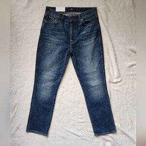 For All Mankind Edie High Waist Crop Straight button up blue Jeans size 29 NWT